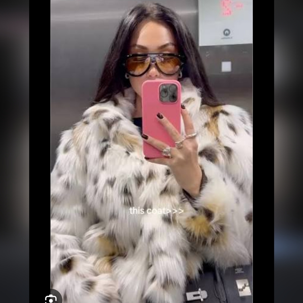 New  Zara 4360/241 snow leopard faux fur coat S